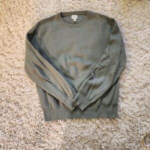 J. Crew Mens Cotton Silk Crew Neck Sweater Sage Green Knit Pullover Top Large